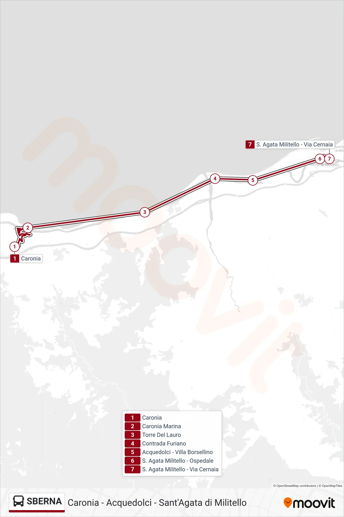 Linea SBERNA  bus (S. Agata) - Percorsi e fermate sulla mappa