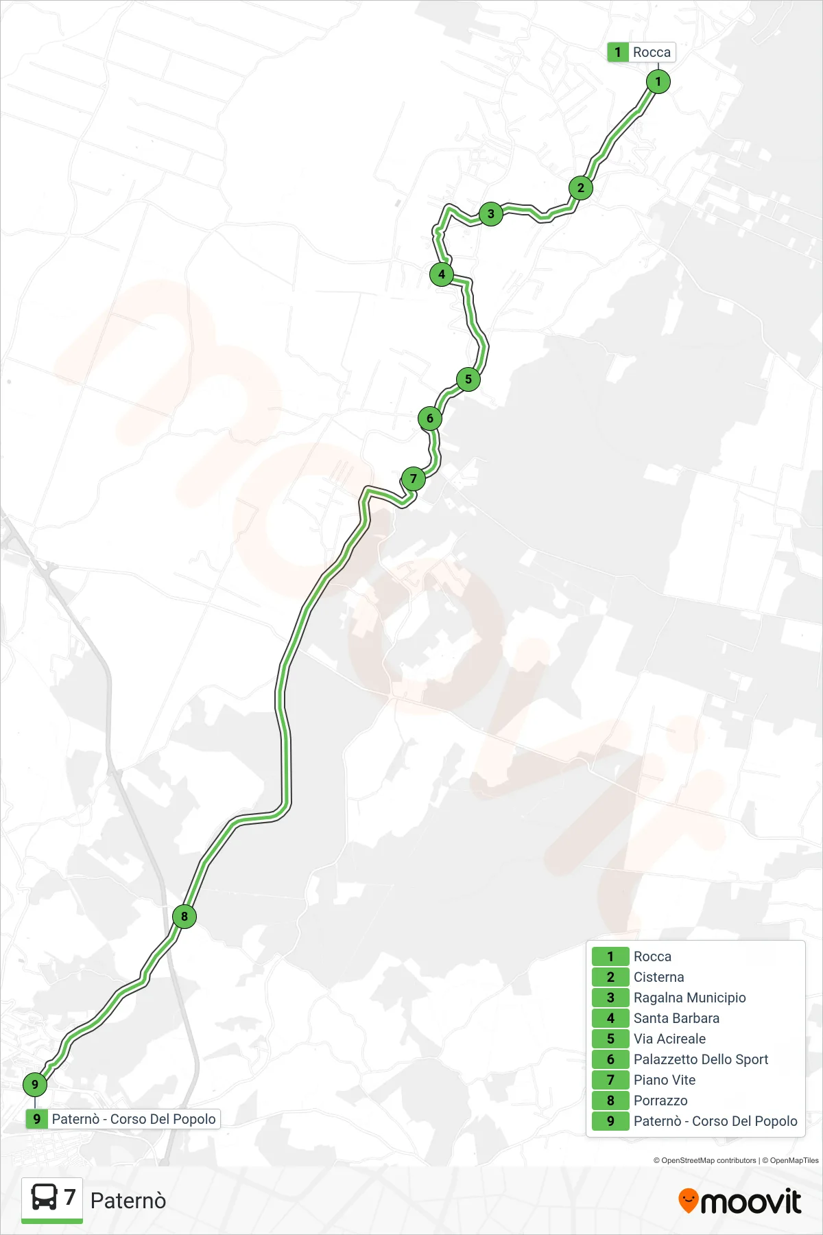 Linea 7 bus (Paternò) - Percorsi e fermate sulla mappa