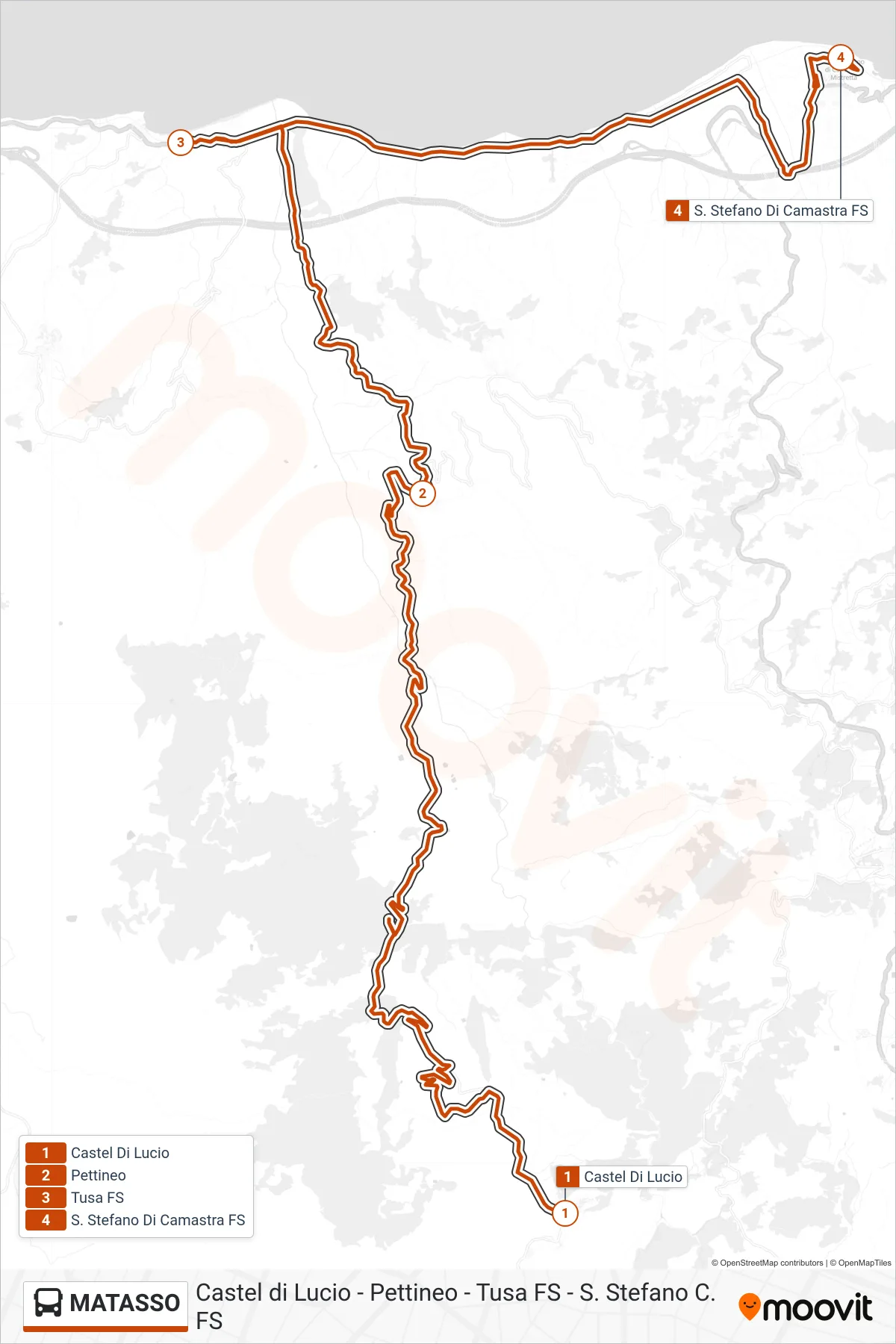Linea MATASSO  bus (S. Stefano di Camastra FS) - Percorsi e fermate sulla mappa