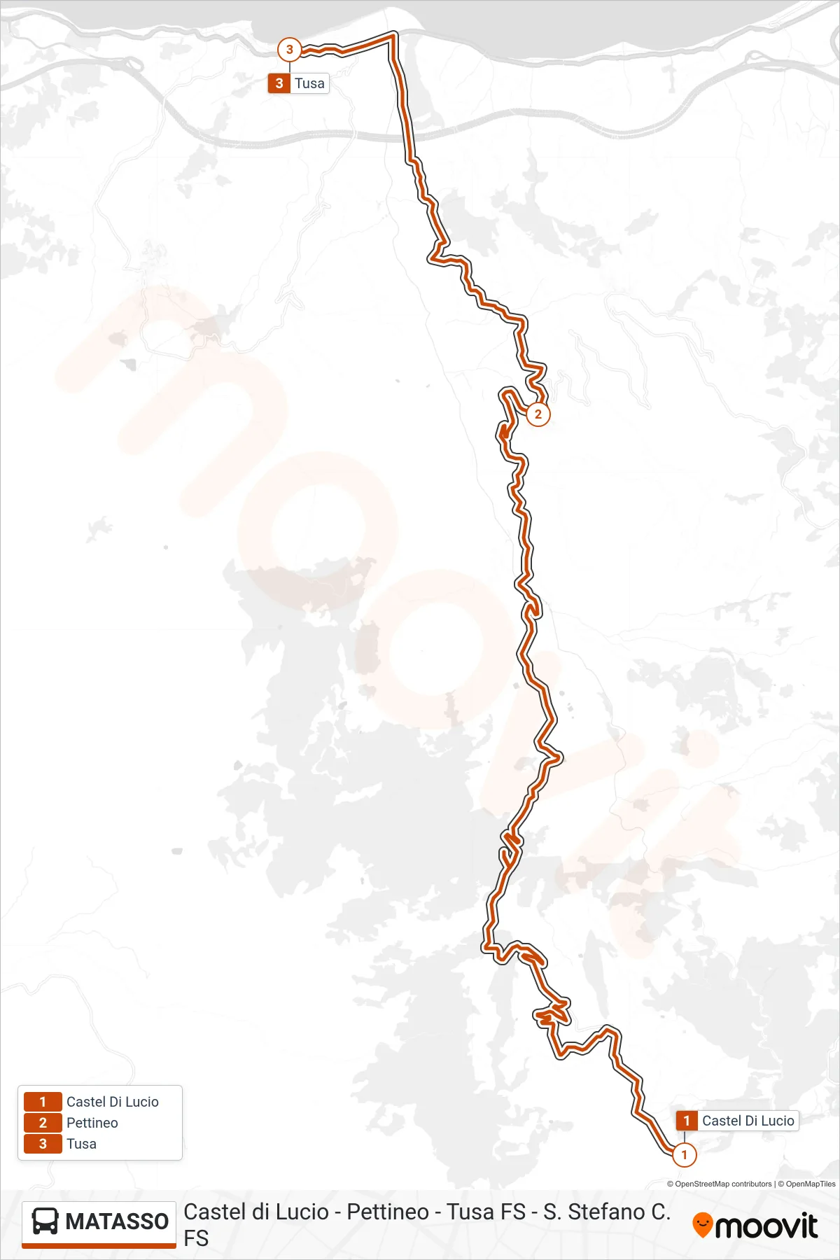 Linea MATASSO  bus (Tusa FS) - Percorsi e fermate sulla mappa