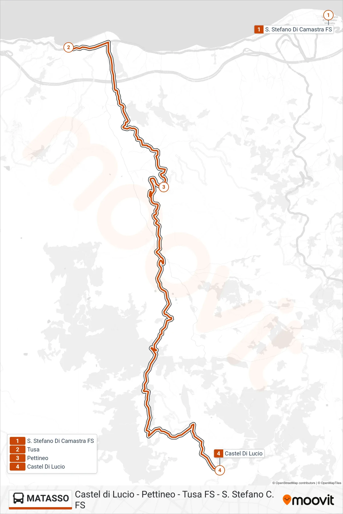 Linea MATASSO bus (Castel di Lucio) - Percorsi e fermate sulla mappa
