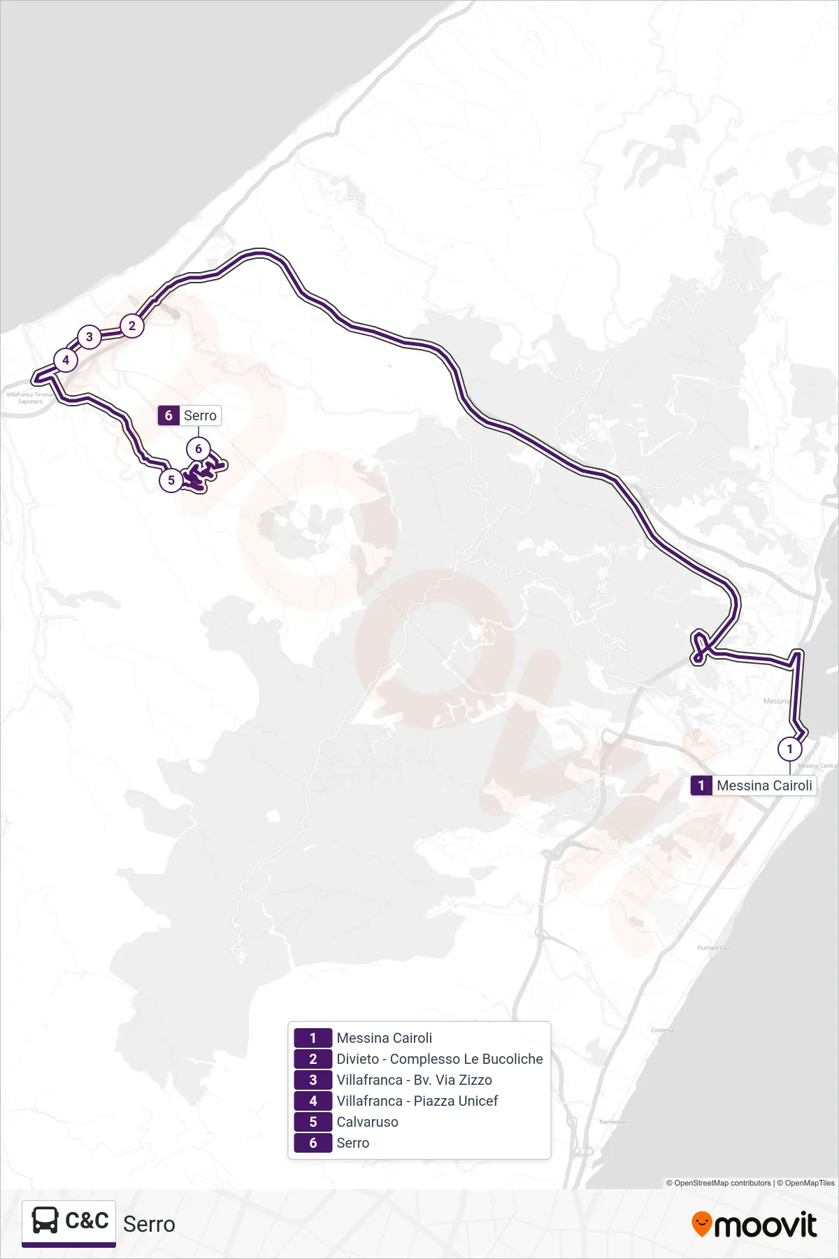 Linea C&C bus (Serro) - Percorsi e fermate sulla mappa