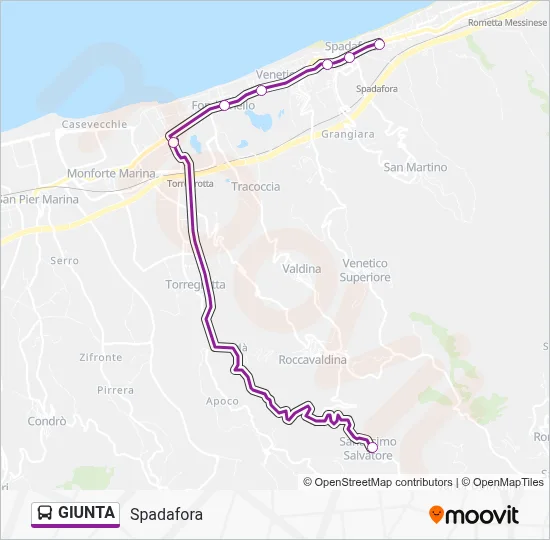 Percorso linea bus GIUNTA
