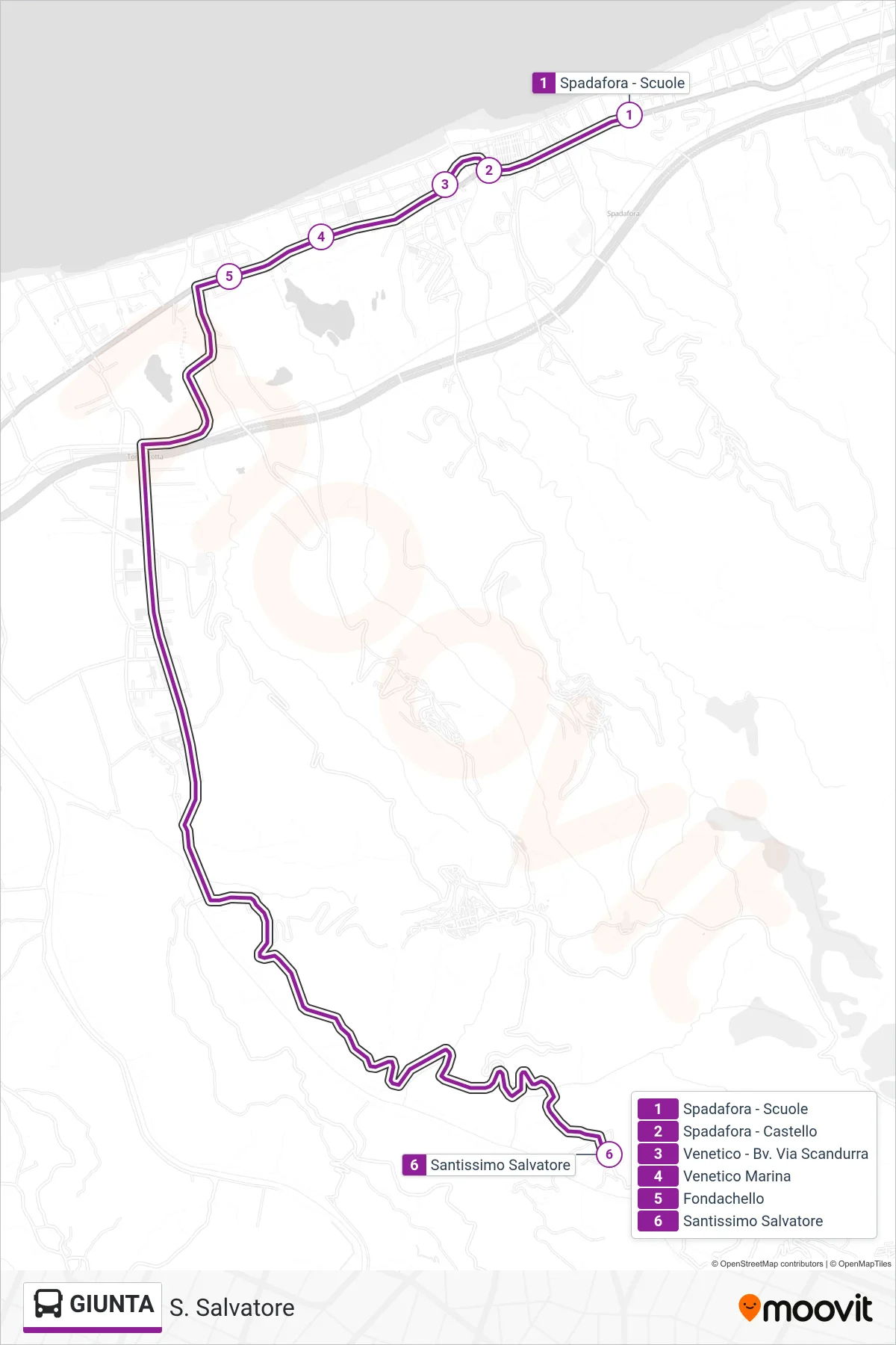 Linea GIUNTA  bus (S. Salvatore) - Percorsi e fermate sulla mappa