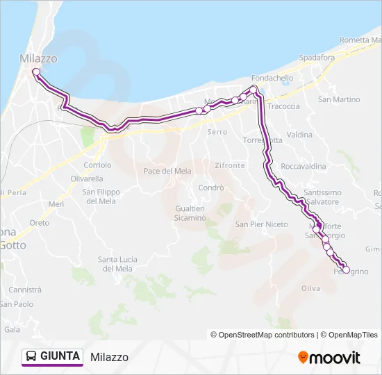 Percorso linea bus GIUNTA