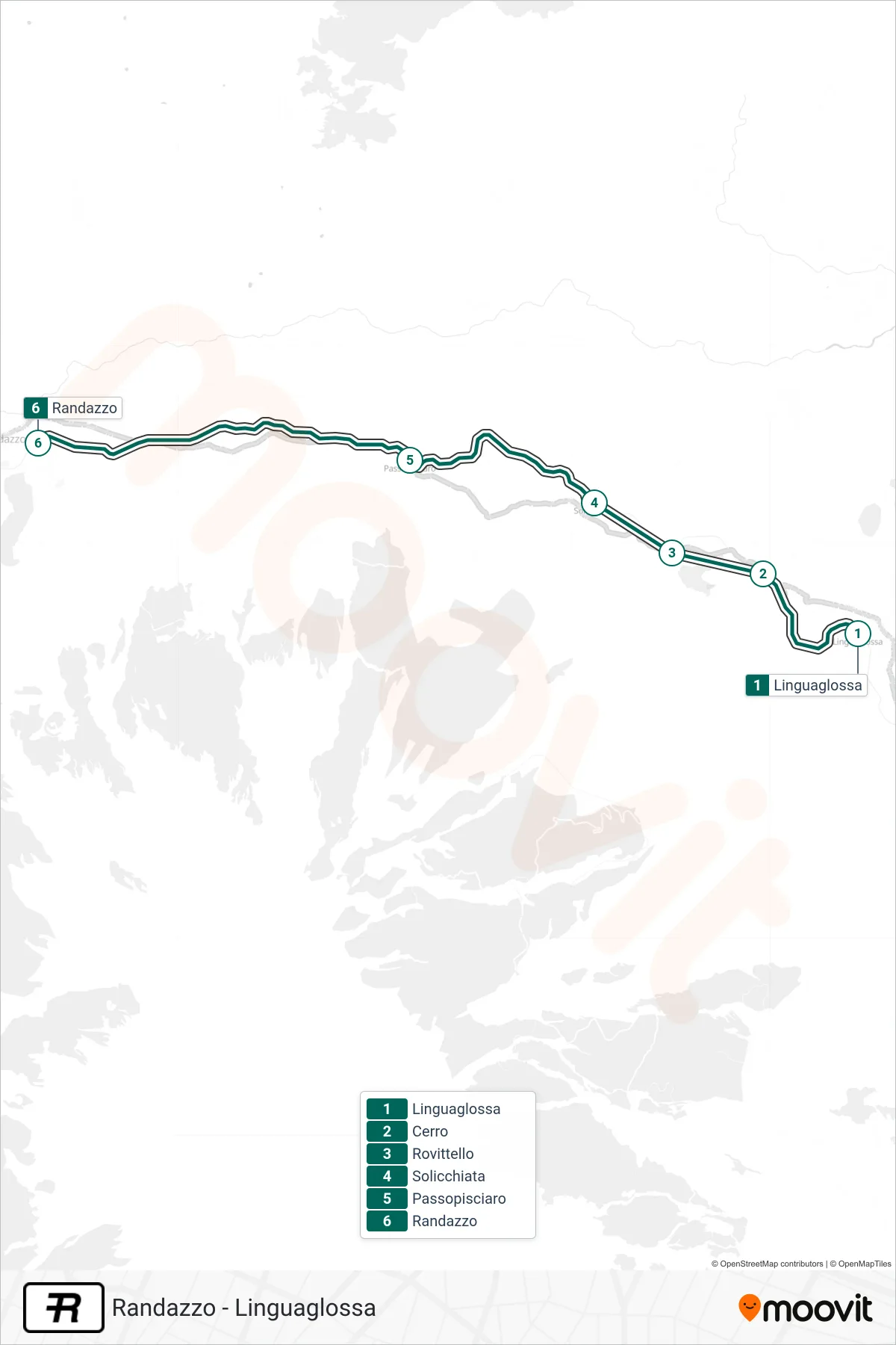 Linea R  treno (Randazzo) - Percorsi e fermate sulla mappa