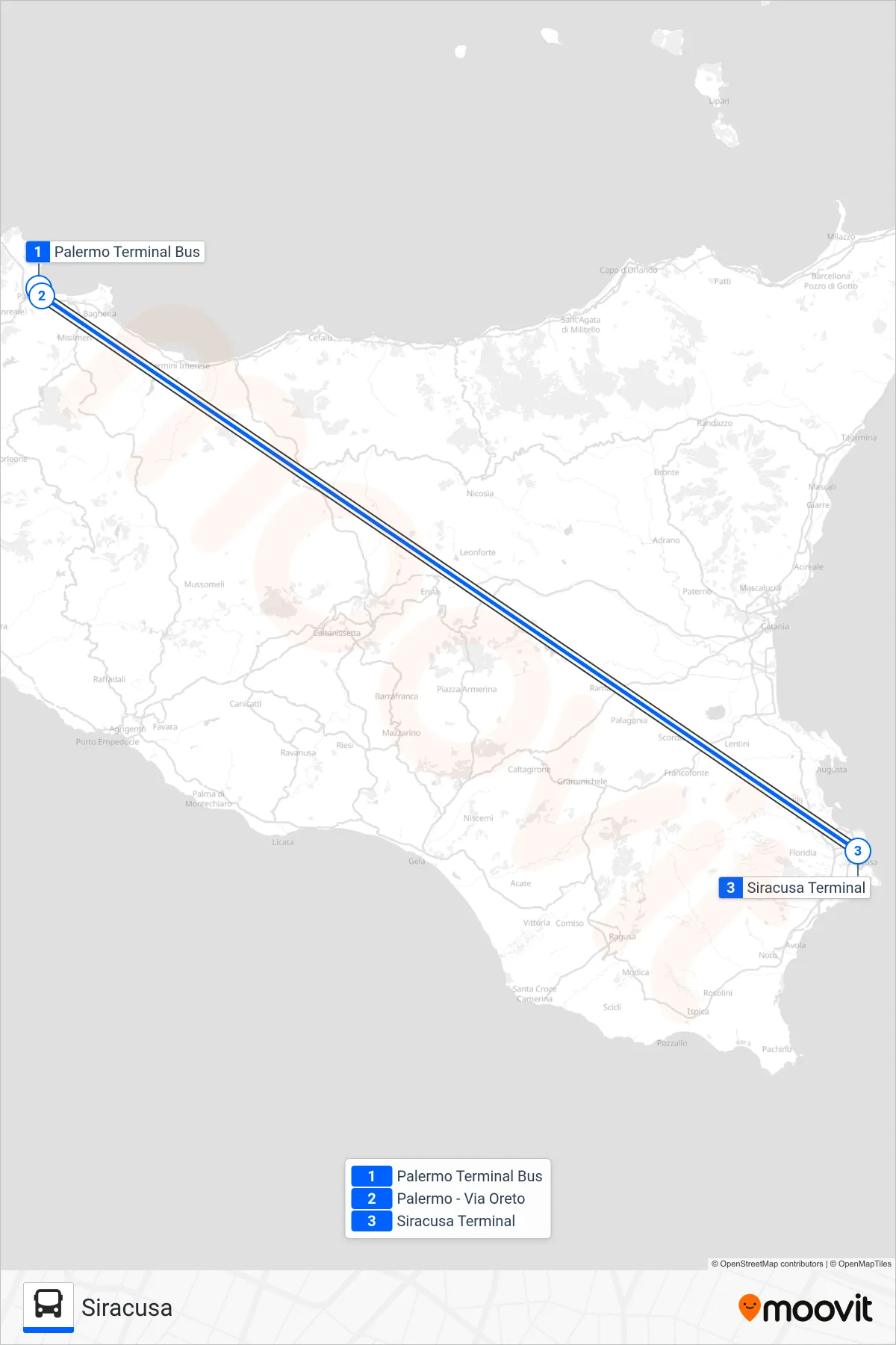 Linea INTERBUS bus (Siracusa) - Percorsi e fermate sulla mappa
