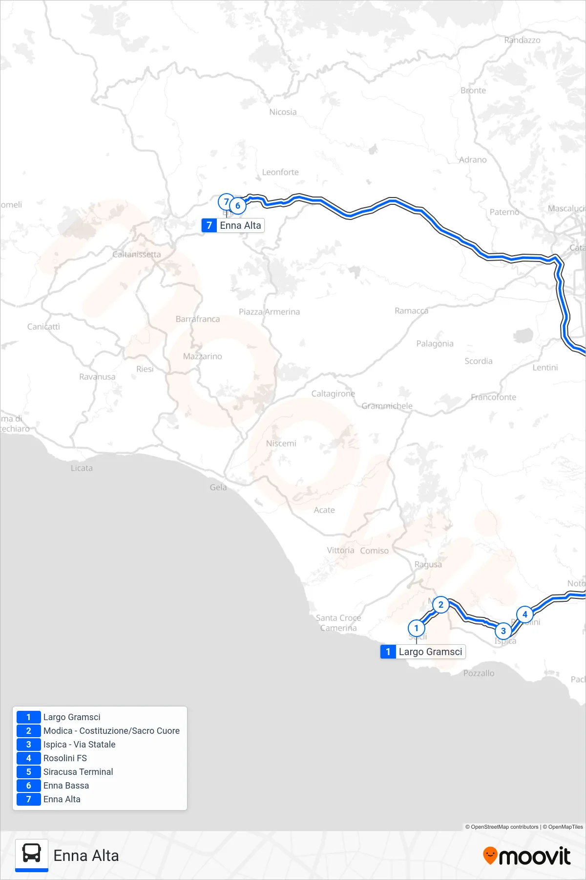 Linea INTERBUS  bus (Enna Alta) - Percorsi e fermate sulla mappa