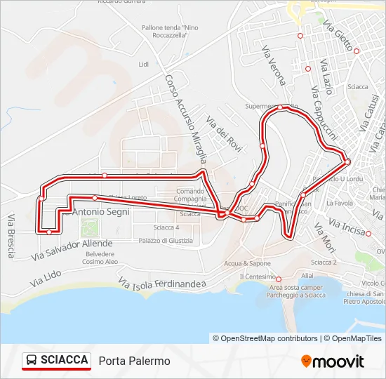 Percorso linea bus SCIACCA