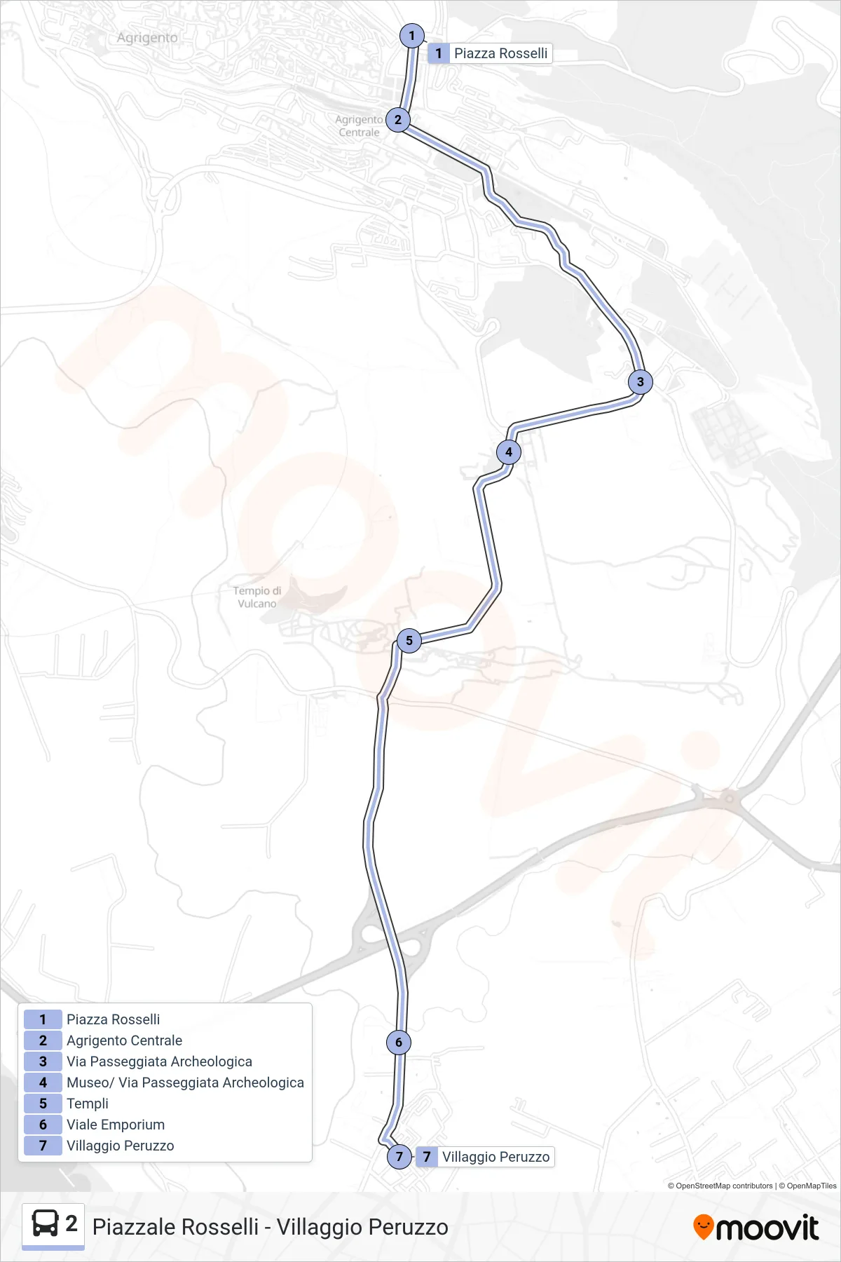 Linea 2 bus (Piazzale Rosselli - Villaggio Peruzzo) - Percorsi e fermate sulla mappa