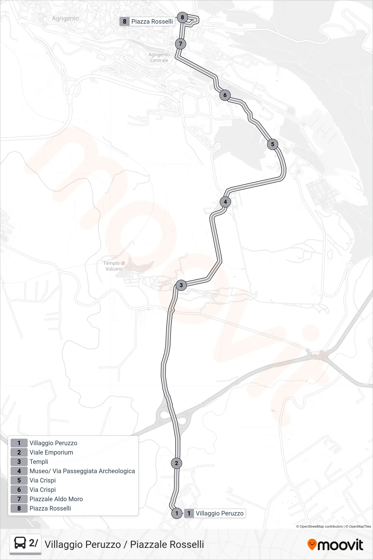 Linea 2/  bus (Villaggio Peruzzo / Piazzale Rosselli) - Percorsi e fermate sulla mappa