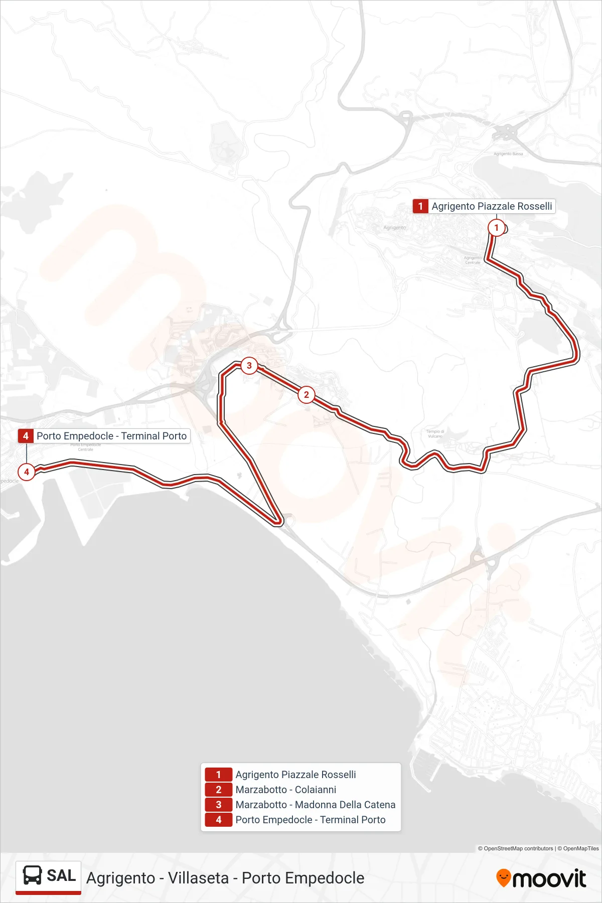 Linea SAL bus (Porto Empedocle) - Percorsi e fermate sulla mappa