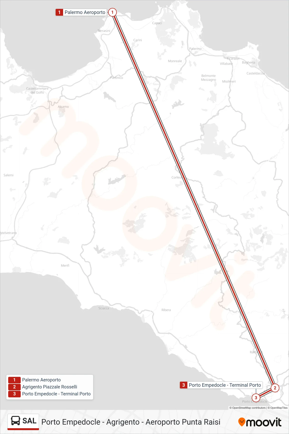 Linea SAL bus (Porto Empedocle) - Percorsi e fermate sulla mappa