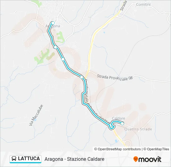 Percorso linea bus LATTUCA