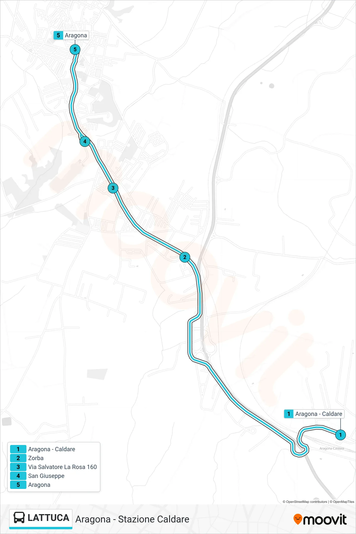 Linea LATTUCA bus (Aragona) - Percorsi e fermate sulla mappa