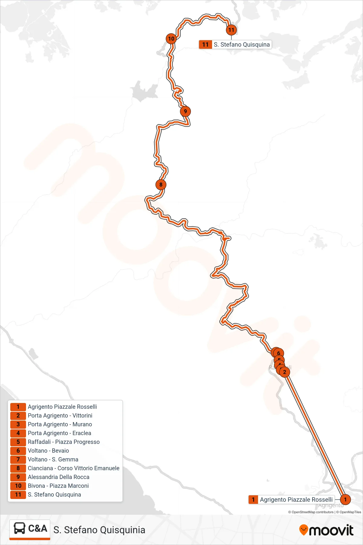 Linea C&A bus (S. Stefano Quisquinia) - Percorsi e fermate sulla mappa