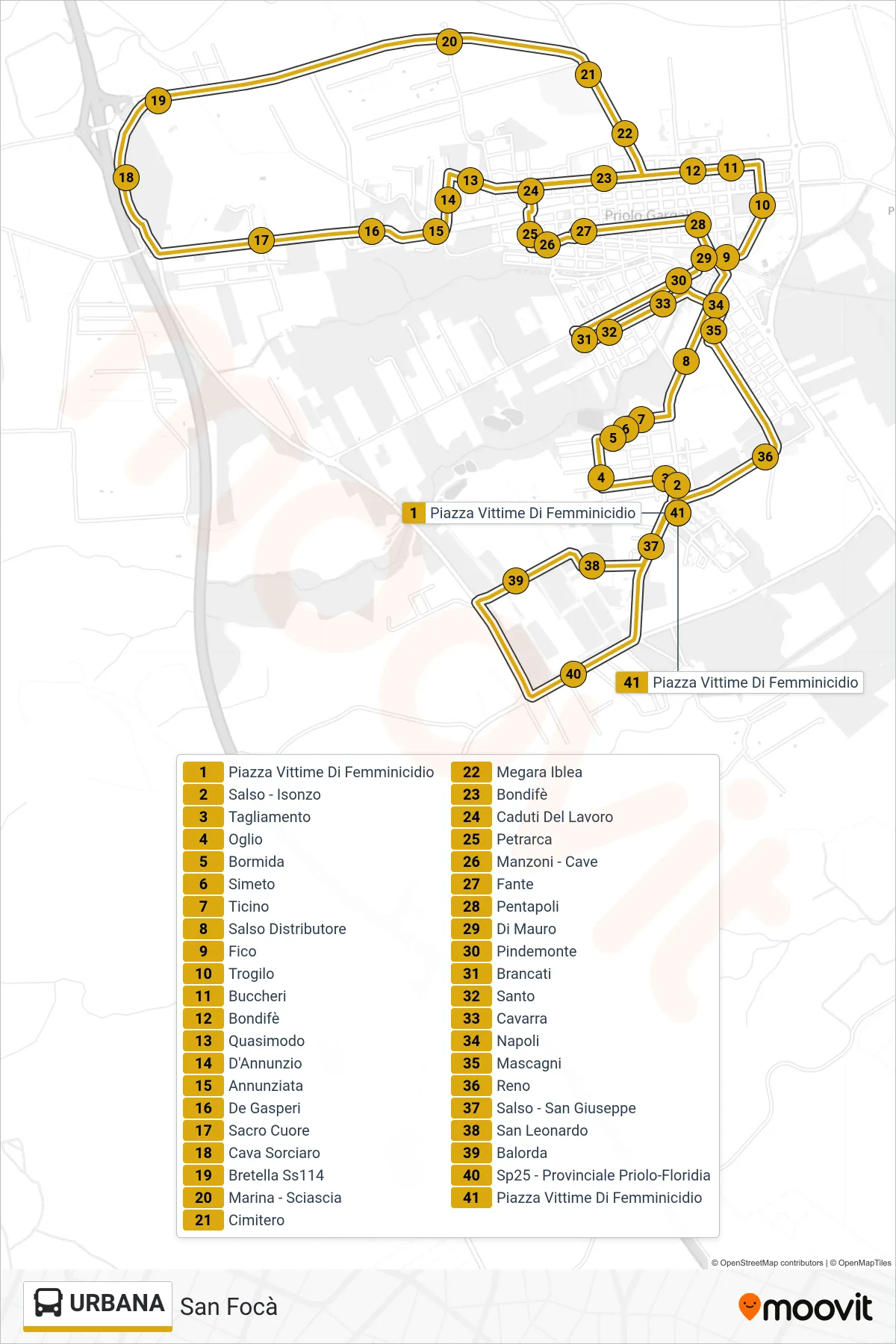 Linea URBANA  bus (San Focà) - Percorsi e fermate sulla mappa