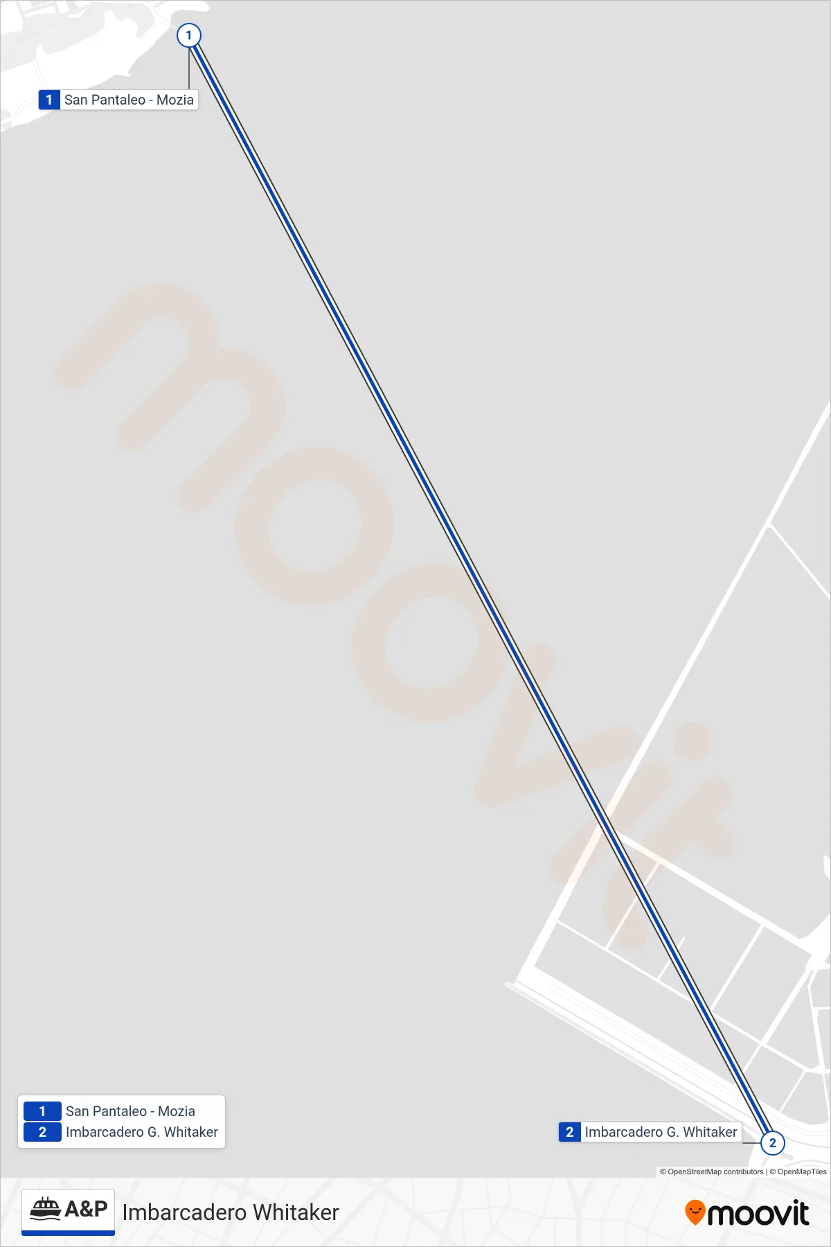 A&P ferry Line (Whitaker Pier) route and stops on a map