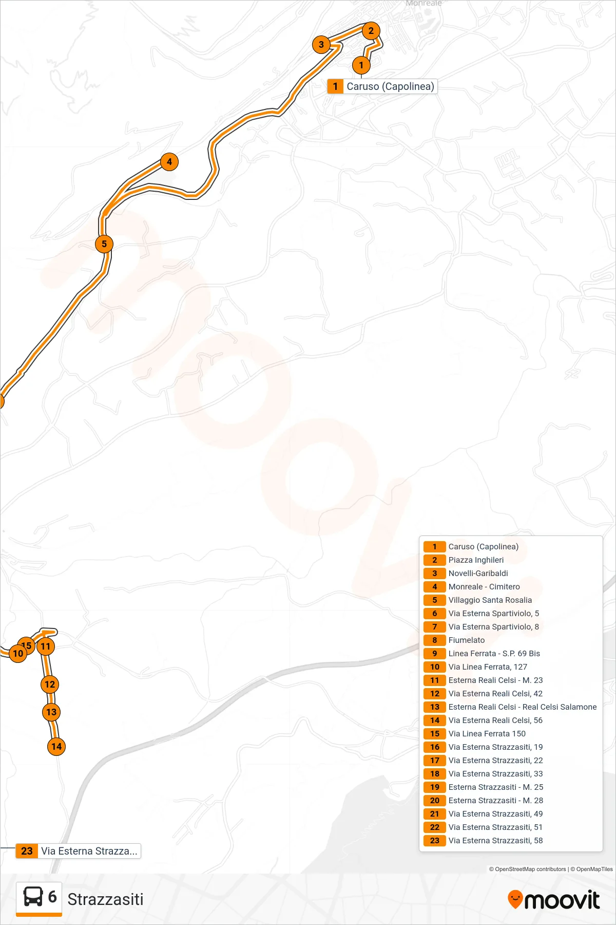 Linea 6  bus (Strazzasiti) - Percorsi e fermate sulla mappa
