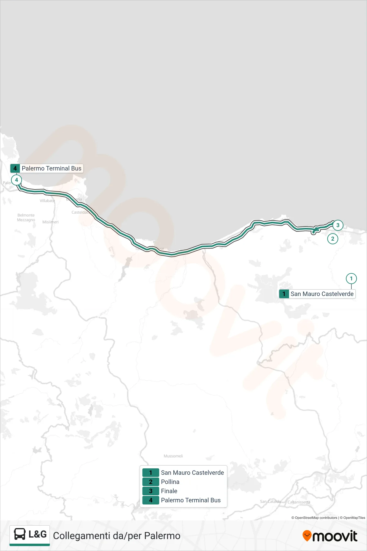 Linea L&G bus (Palermo) - Percorsi e fermate sulla mappa