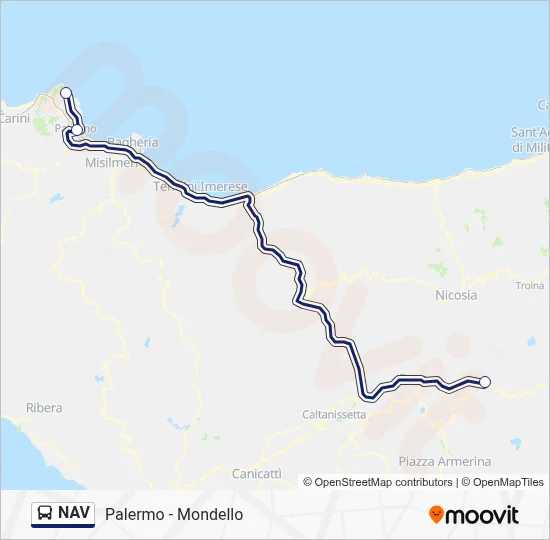 Percorso linea bus NAV