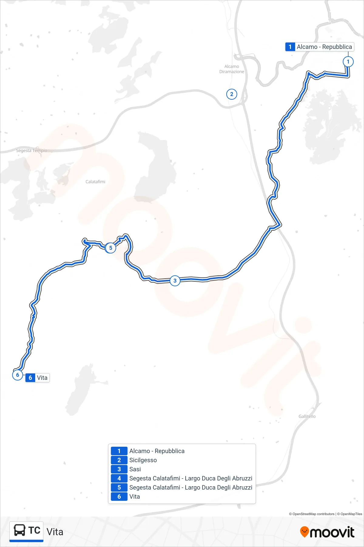 Linea TC  bus (Vita) - Percorsi e fermate sulla mappa