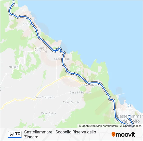Percorso linea bus TC