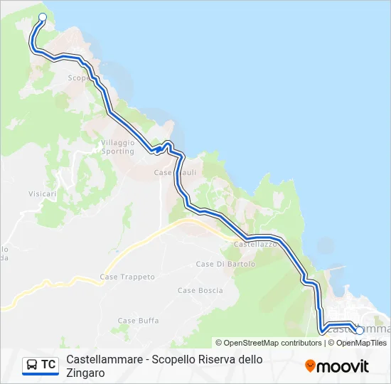 Percorso linea bus TC