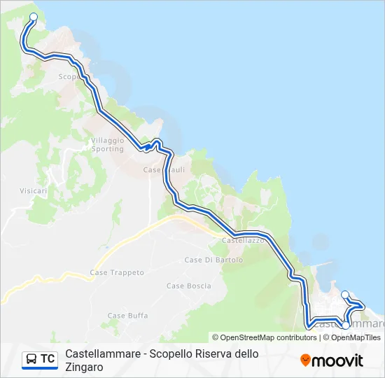 Percorso linea bus TC