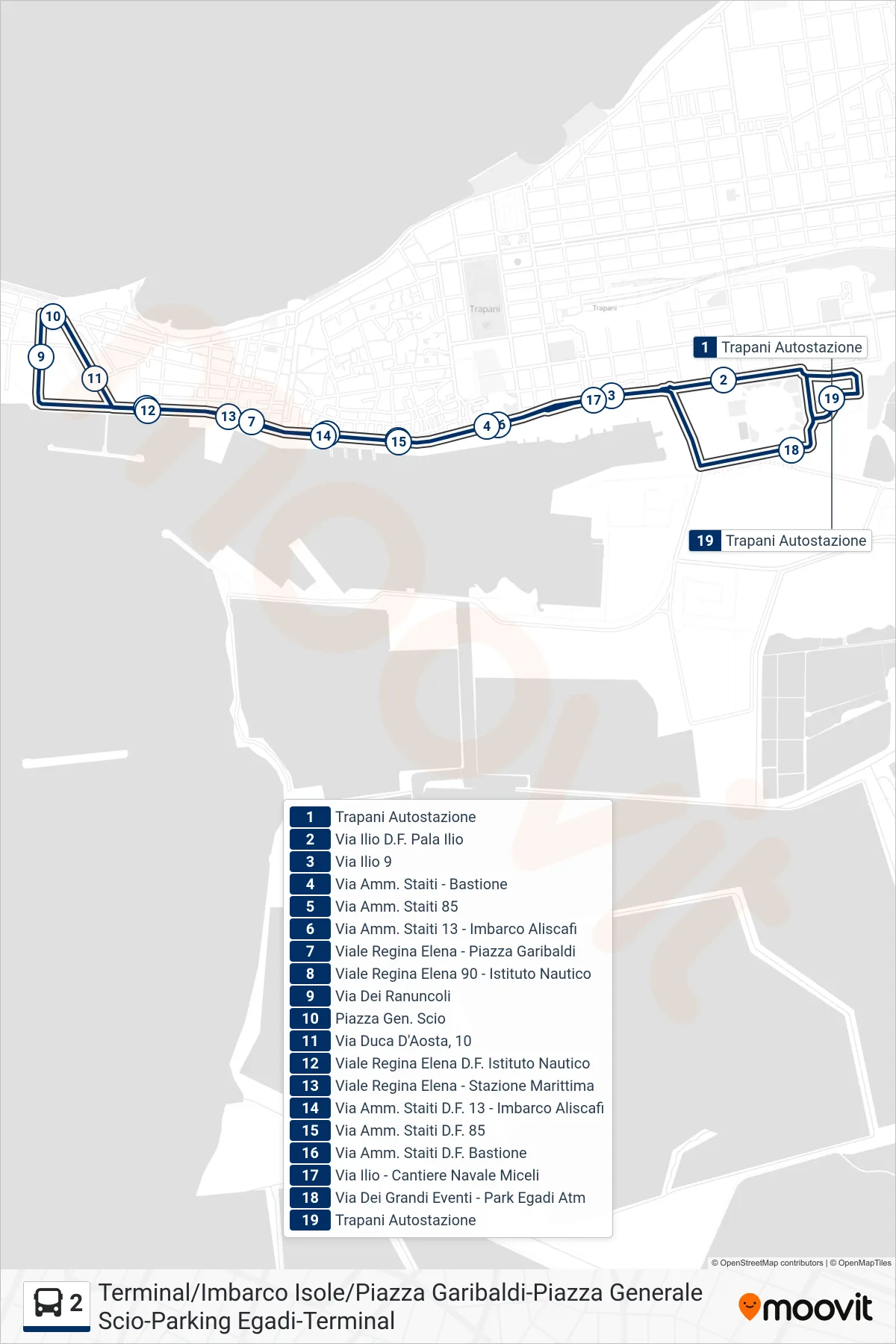 Linea 2 bus (20) - Percorsi e fermate sulla mappa