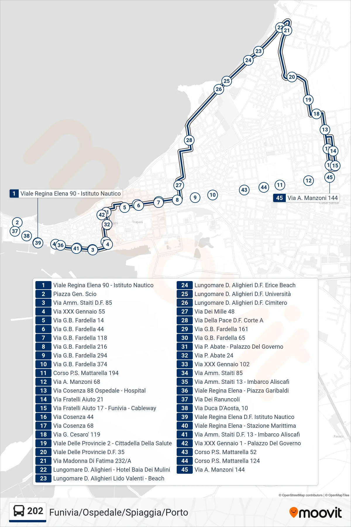 Linea 202 bus (202) - Percorsi e fermate sulla mappa