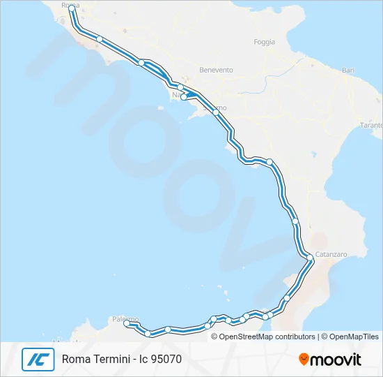 Percorso linea treno IC