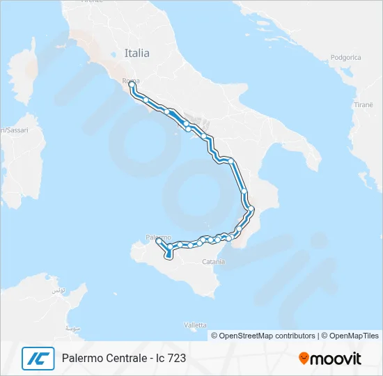 Percorso linea treno IC