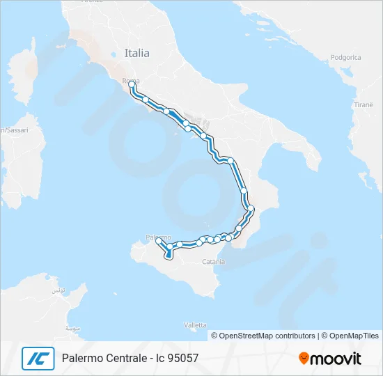Percorso linea treno IC