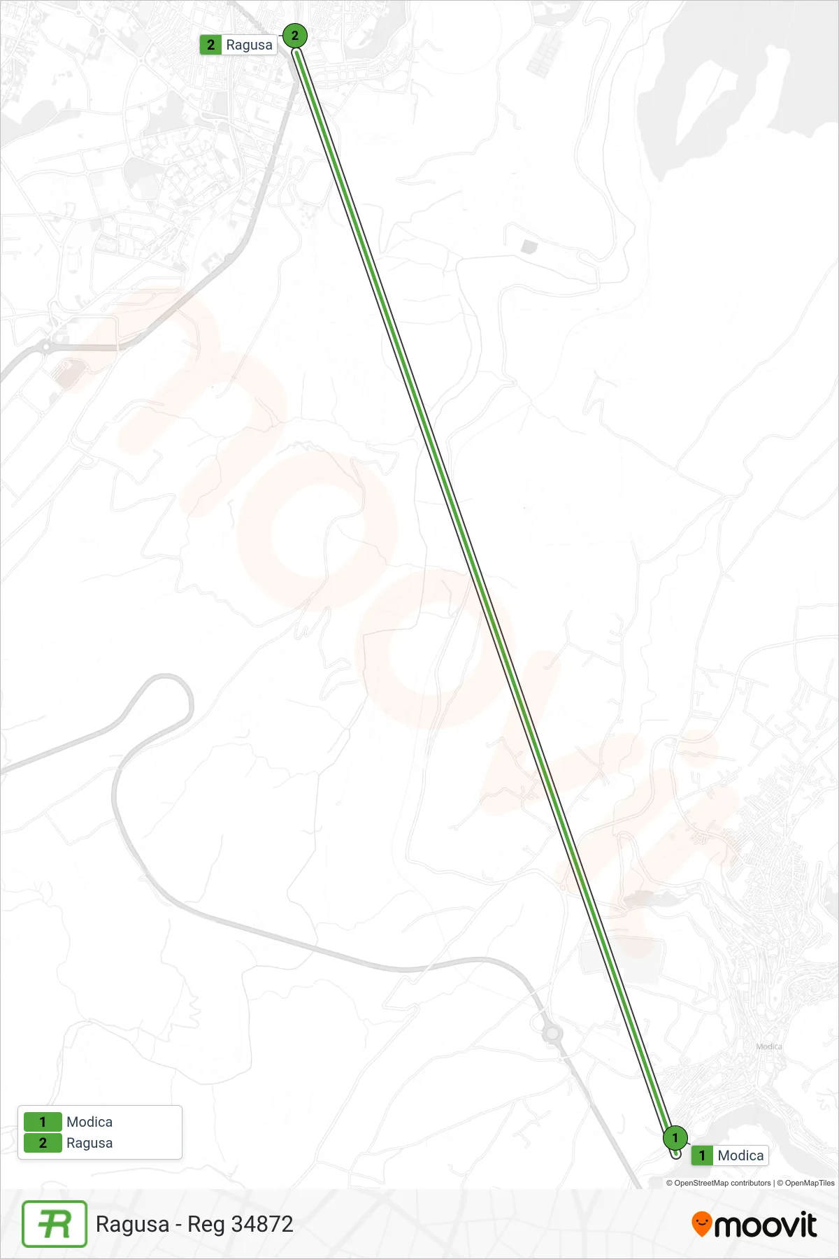 Linea REG treno (Ragusa - Reg 34872) - Percorsi e fermate sulla mappa