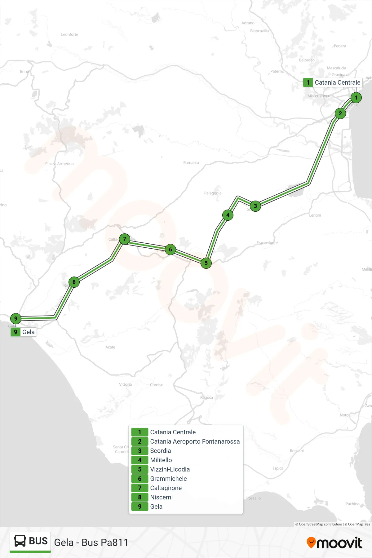 Linea BUS  bus (Gela - Bus Pa811) - Percorsi e fermate sulla mappa