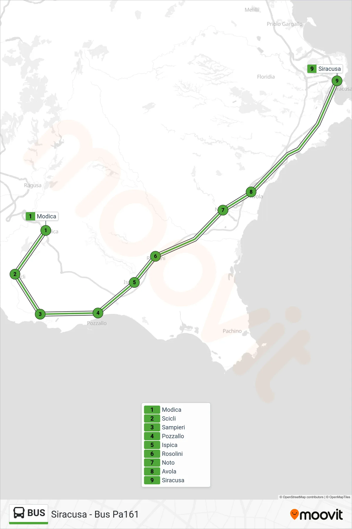 Linea BUS  bus (Siracusa - Bus Pa161) - Percorsi e fermate sulla mappa