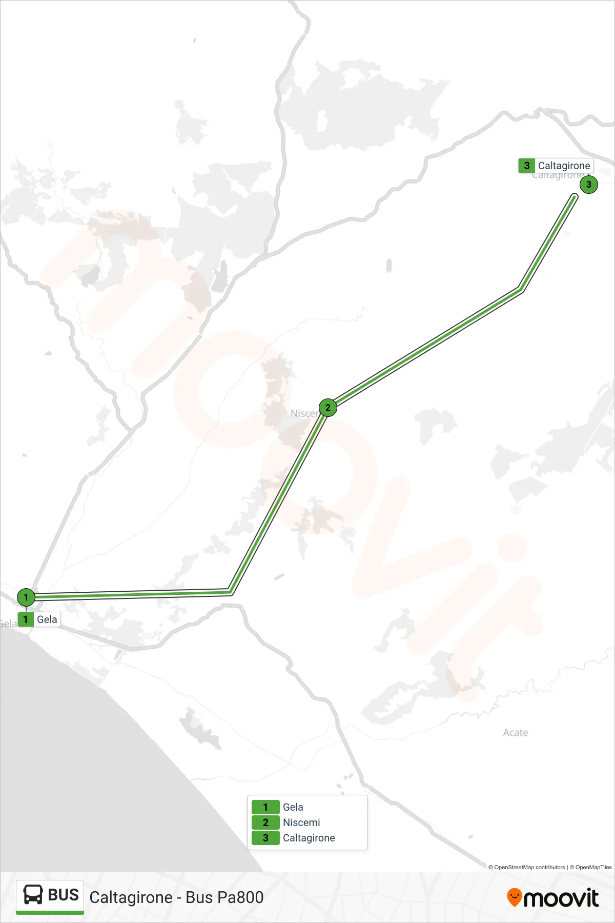 Linea BUS bus (Caltagirone - Bus Pa800) - Percorsi e fermate sulla mappa