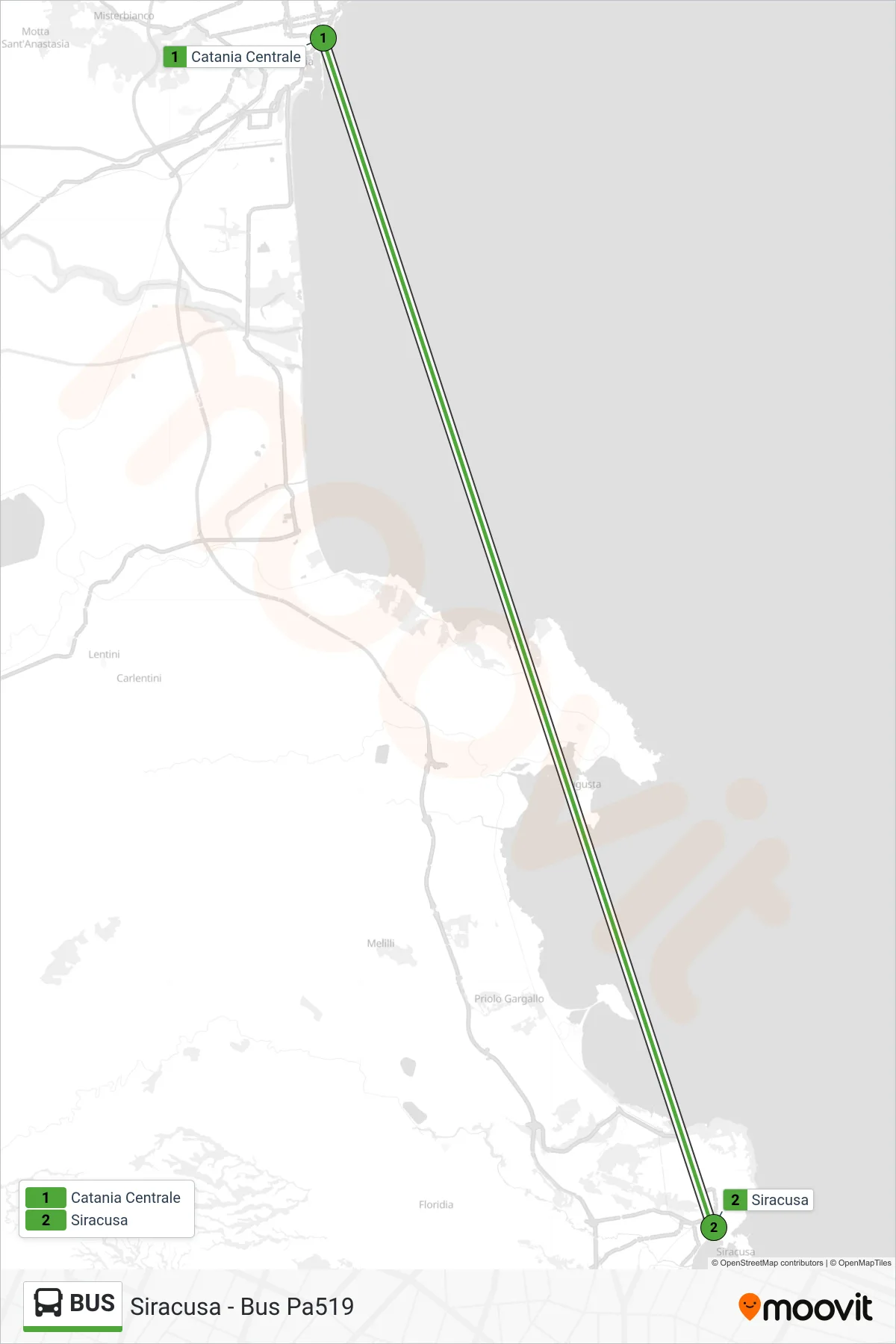 Linea BUS bus (Siracusa - Bus Pa519) - Percorsi e fermate sulla mappa