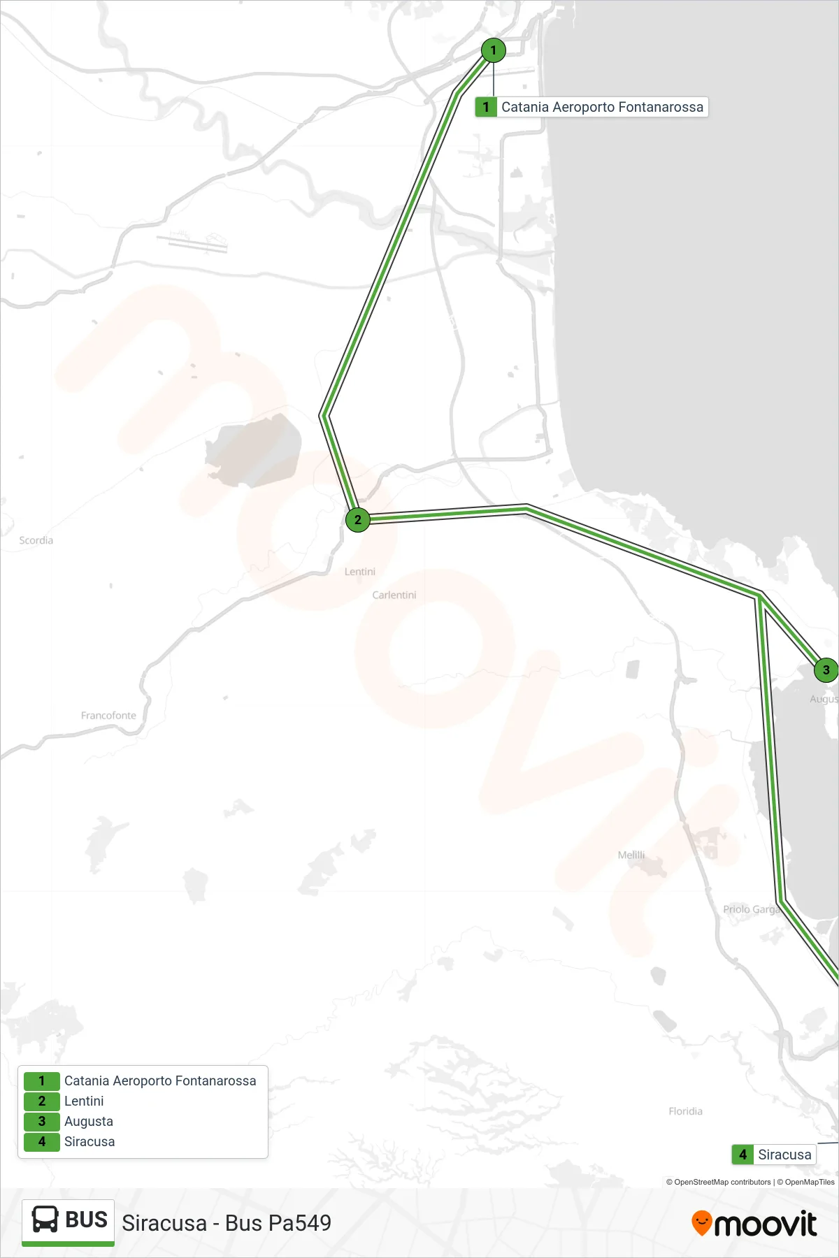 Linea BUS bus (Siracusa - Bus Pa549) - Percorsi e fermate sulla mappa