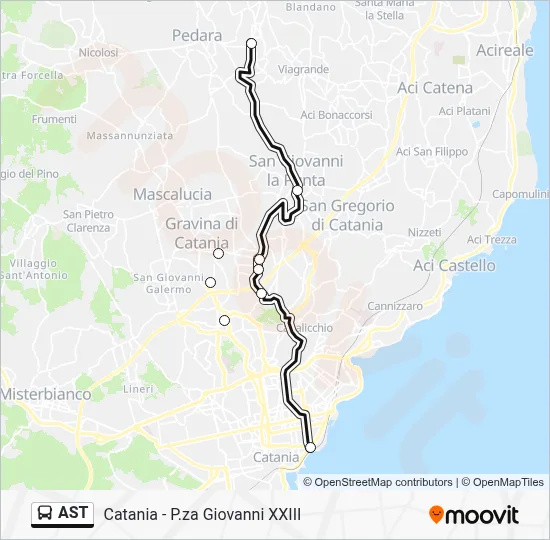 Percorso linea bus AST