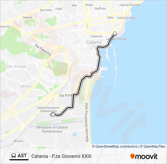 Percorso linea bus AST