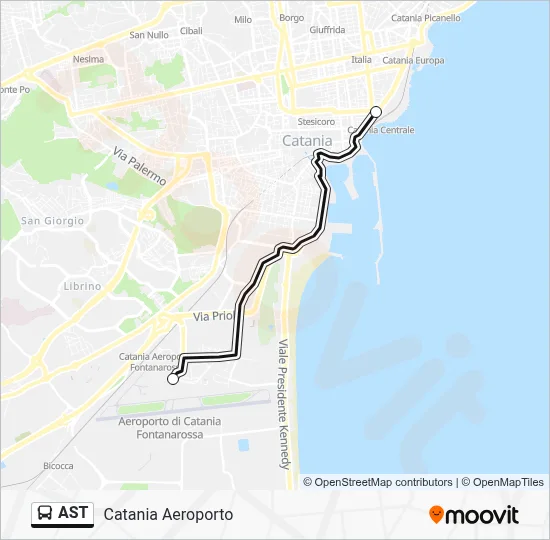 Percorso linea bus AST