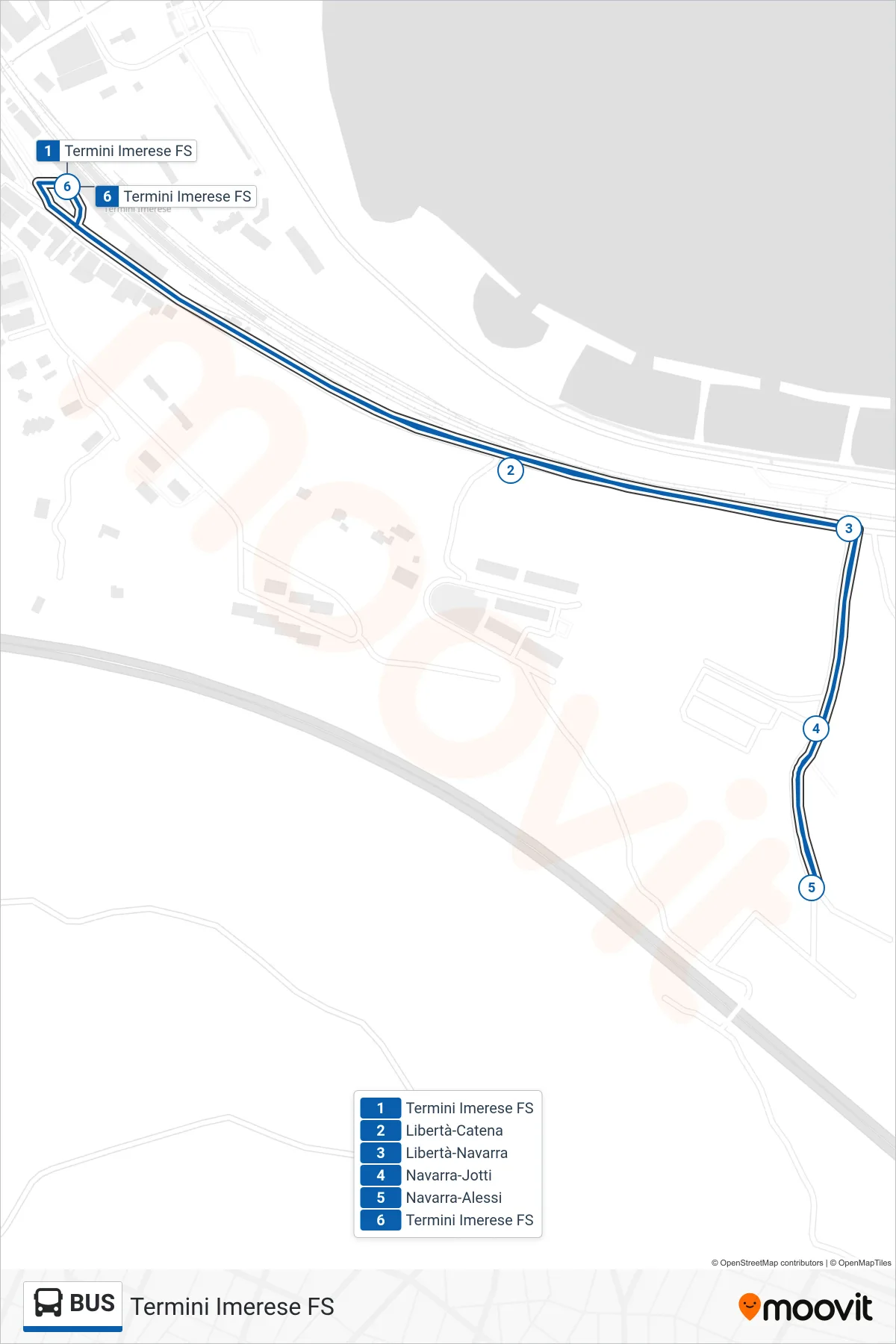 Linea BUS bus (Termini Imerese FS) - Percorsi e fermate sulla mappa