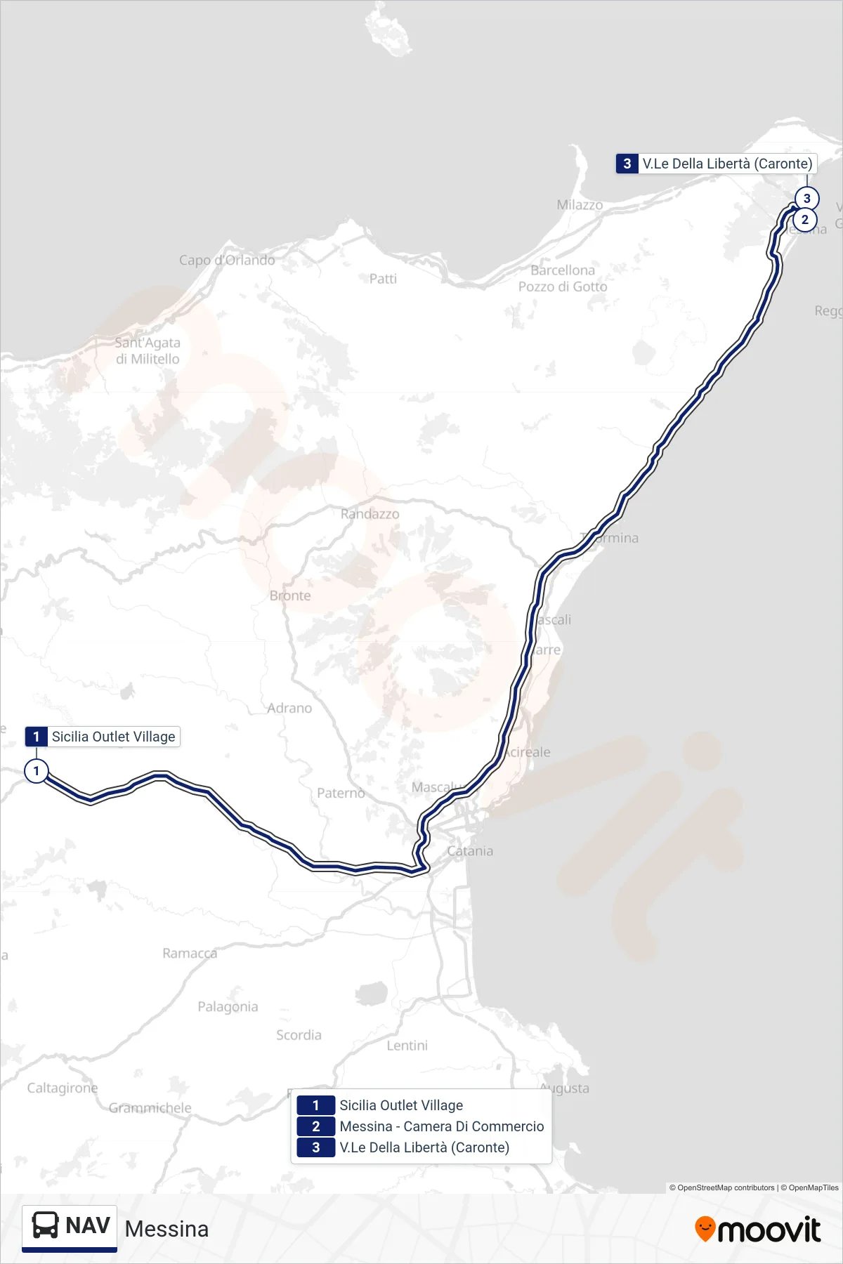 Linea NAV  bus (Messina) - Percorsi e fermate sulla mappa