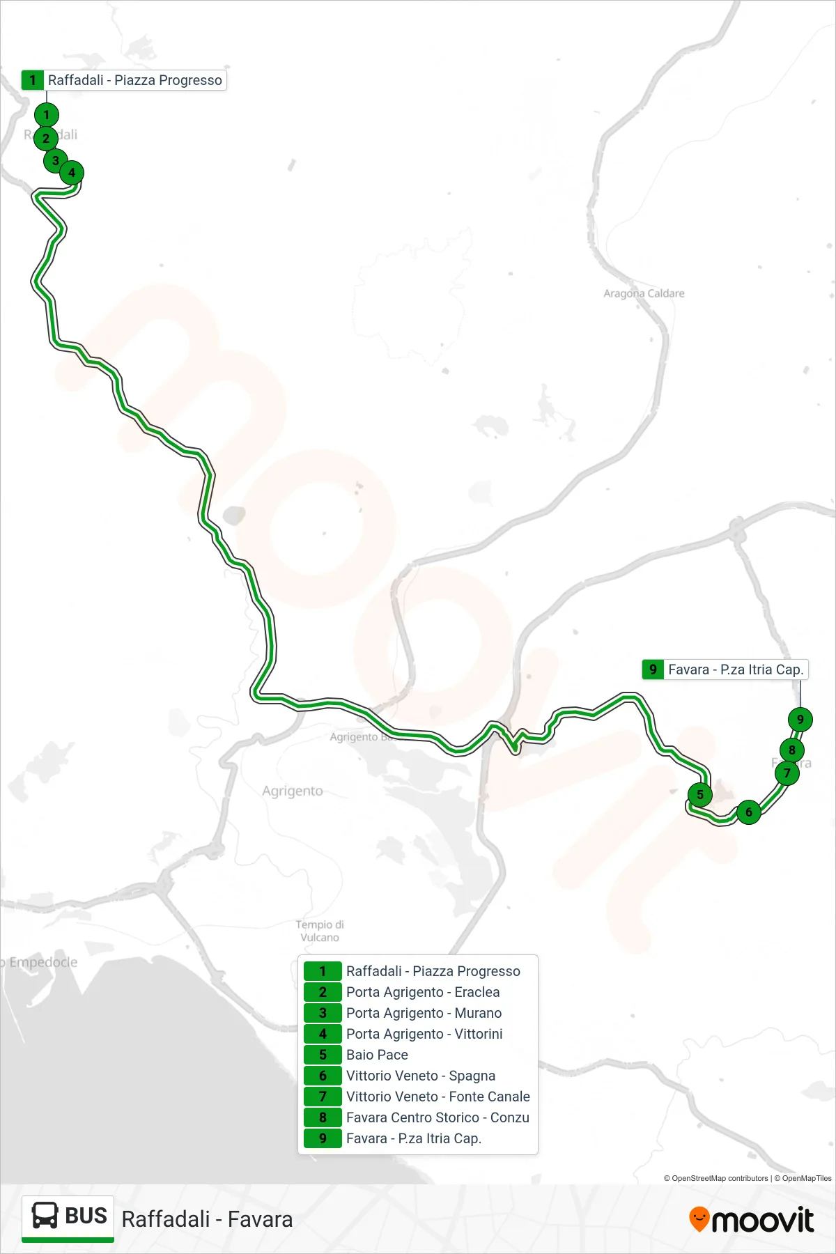 Linea BUS bus (Favara) - Percorsi e fermate sulla mappa
