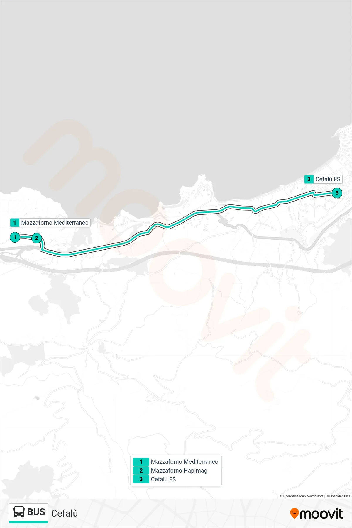 Linea BUS bus (Cefalù) - Percorsi e fermate sulla mappa