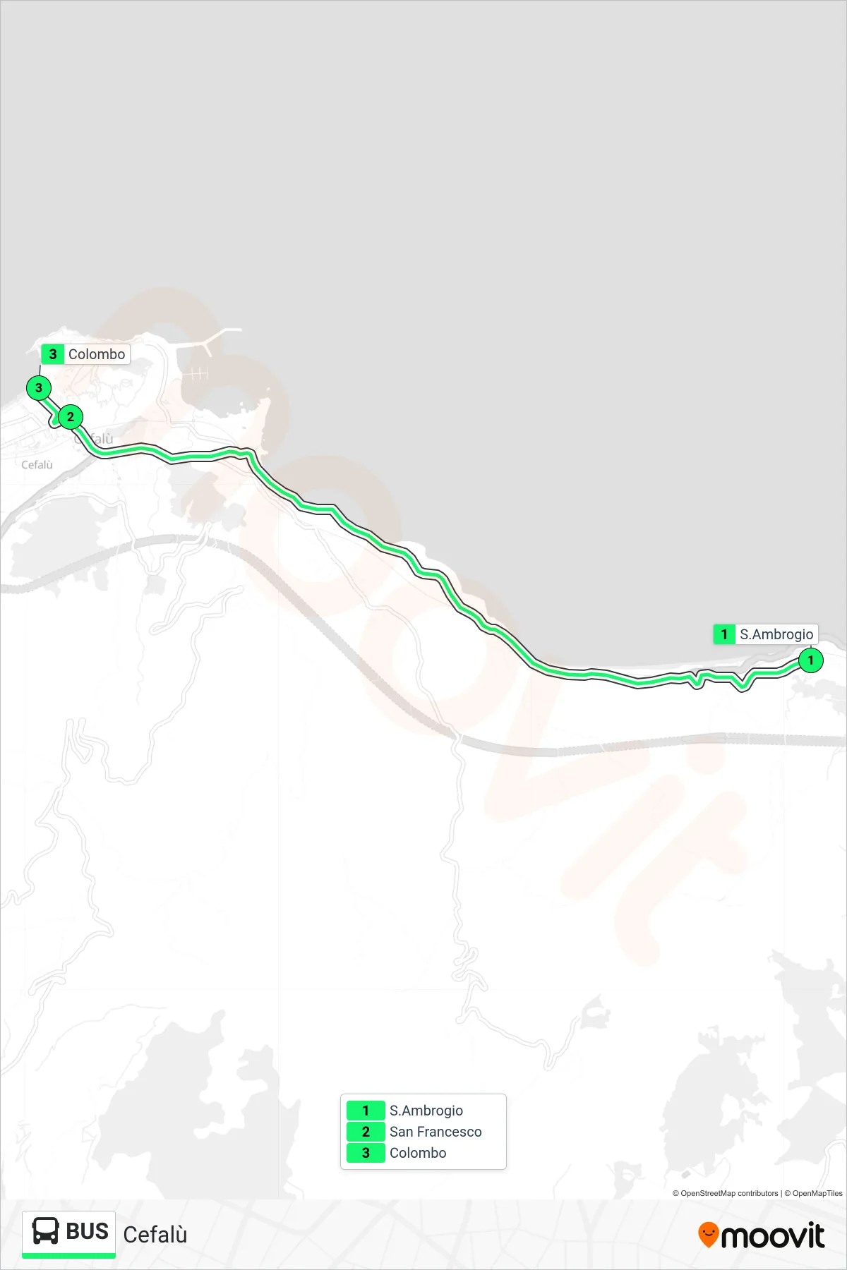 Linea BUS  bus (Cefalù) - Percorsi e fermate sulla mappa