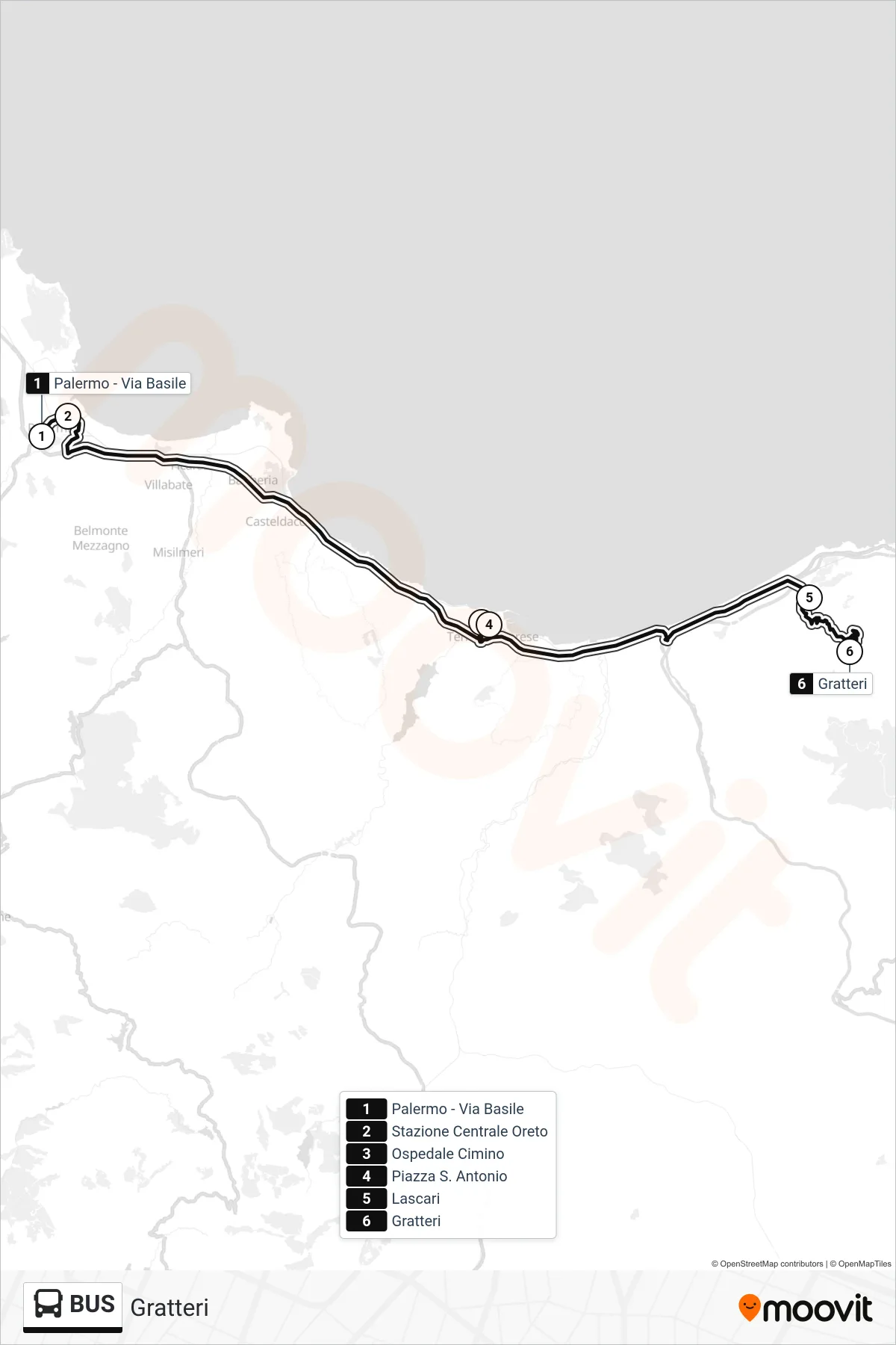 Linea BUS bus (Gratteri) - Percorsi e fermate sulla mappa