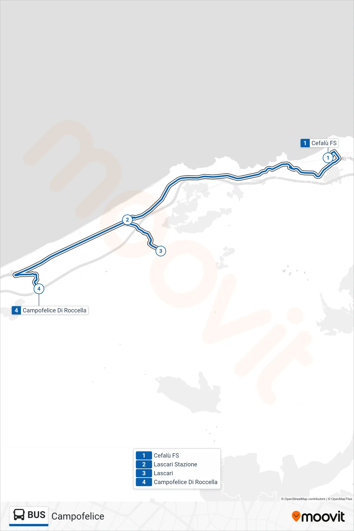 Linea BUS  tram (Campofelice) - Percorsi e fermate sulla mappa